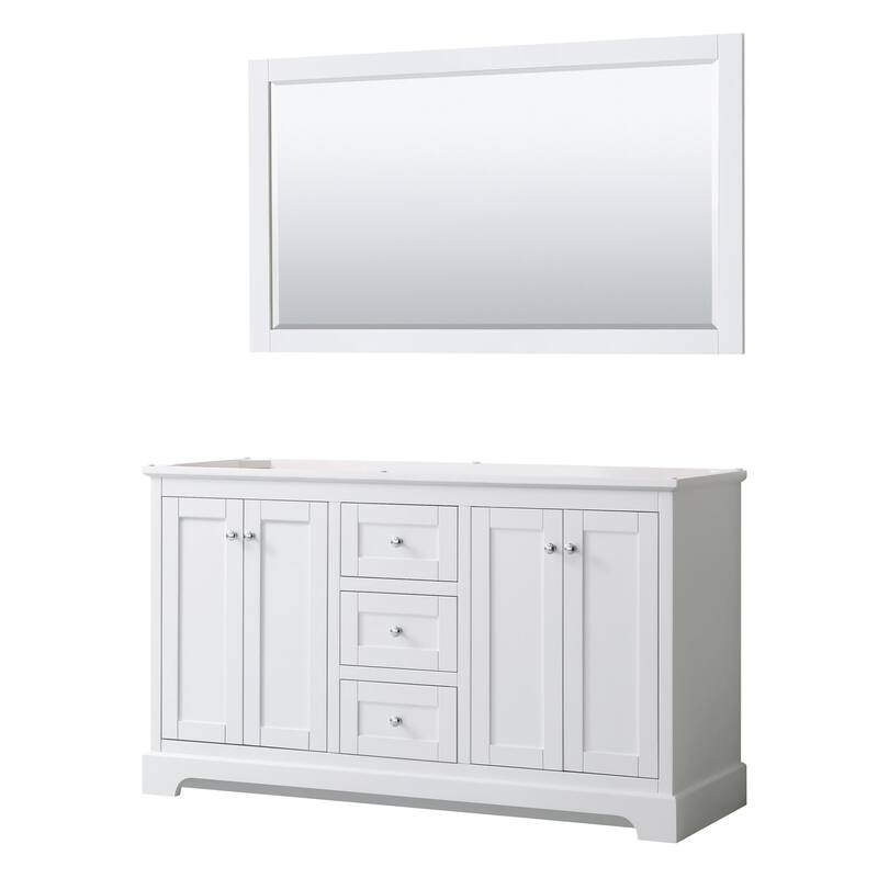 Wyndham Collection Avery 60" Double Free Standing Vanity Cabinet - - White / Polished Chrome Hardware