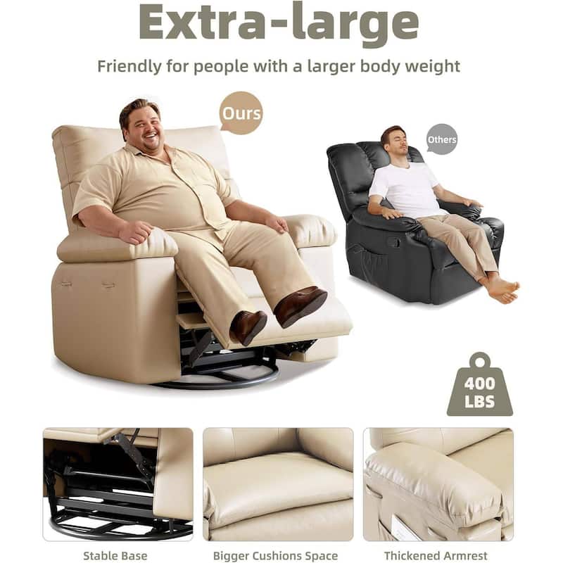 Oversized Manual Rocking Recliner Sofa Chair for Living Room Bedroom Relaxation
