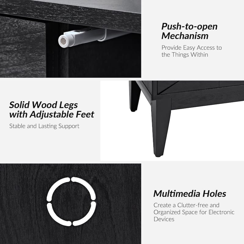 Dennis Modern 63"Wide 4-Door Sideboard with Adjustable Shelves and Cable Management by HULALA HOME