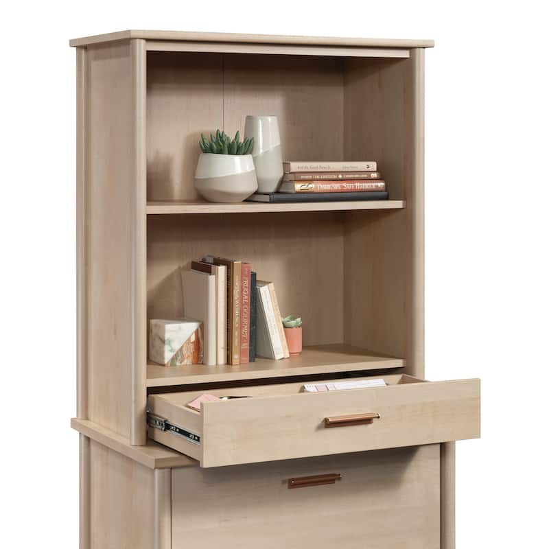Wood Library Hutch with Rustic Design, Brown - 35.55" W x 15.75" D x 37.21" H