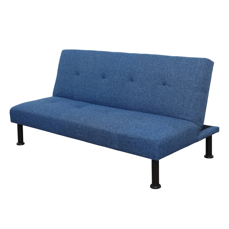 Modern Futon Convertible Sofa Bed Adjustable Backrest - Blue