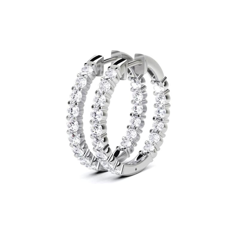 Vault Classic 2.50ct TW Natural Diamond Hoop Earrings (I VS2) - White