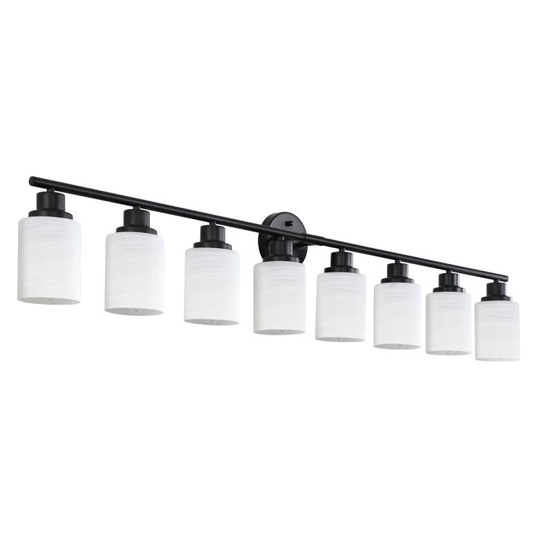 52" Modern 8-Light Vanity Wall Sconce,with Frosted Glass Shades for Bathroom or Hallway Lighting (No Bulbs)