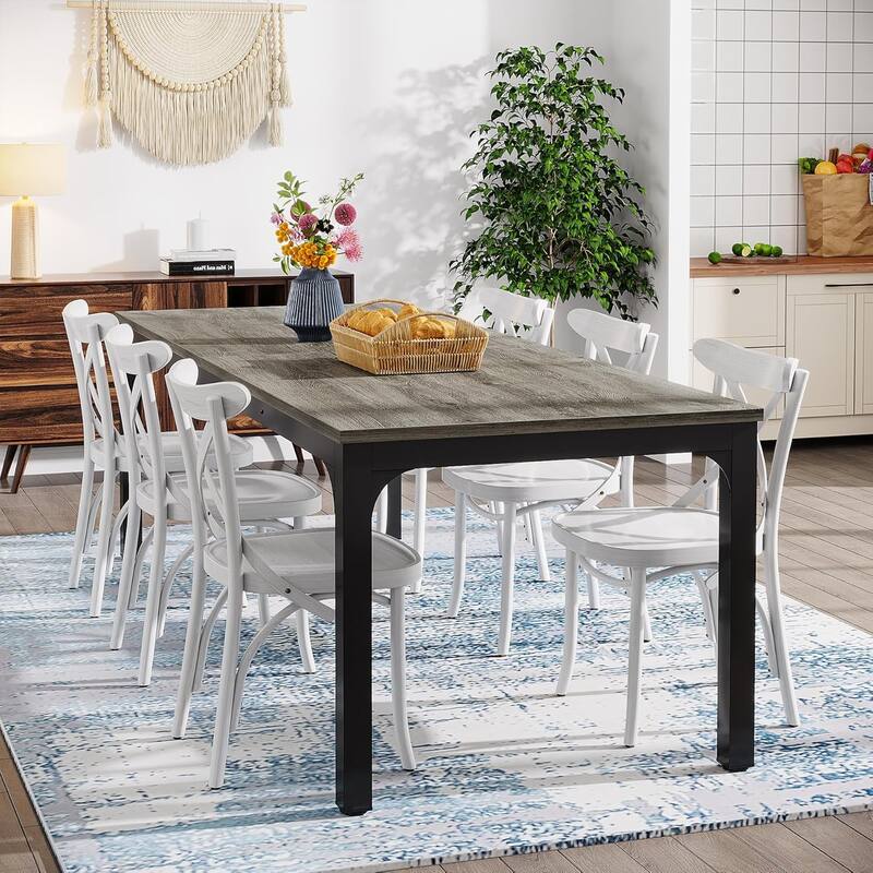 78.7" Rectangle Wood Dining Table, Long Kitchen Table for Living/Dining Room