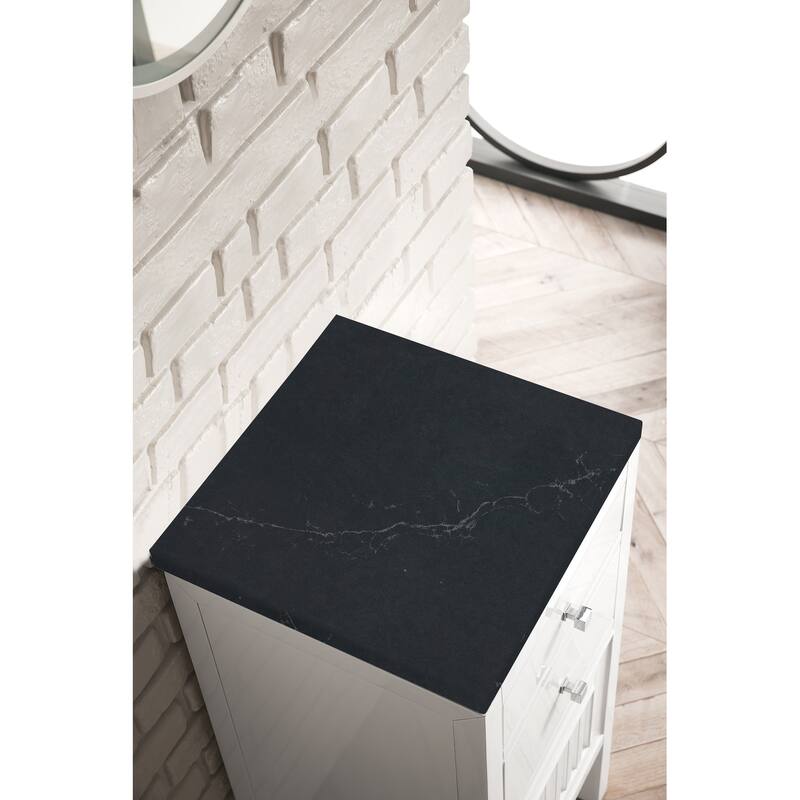 James Martin Vanities Athens 15" Cabinet w/ Drawers and Door, Glossy White - Charcoal Soapstone Quartz