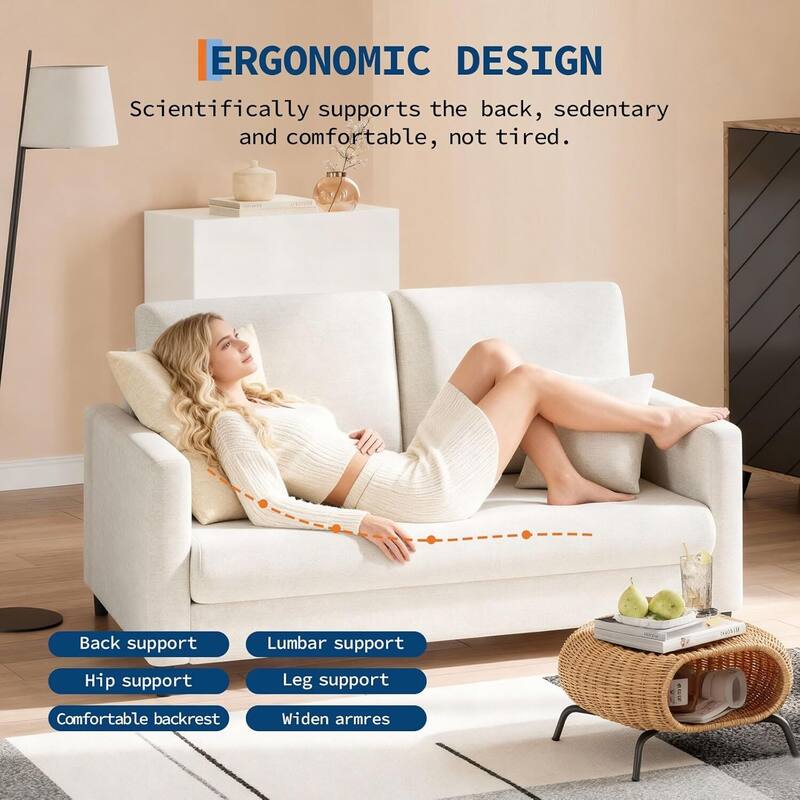 51.9" Sofa Accent Chair, Chenille Loveseat for Bedroom, Living Room