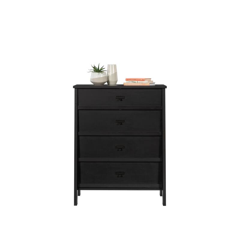 Wood 4-Drawer Chest with Workspace Design, Black