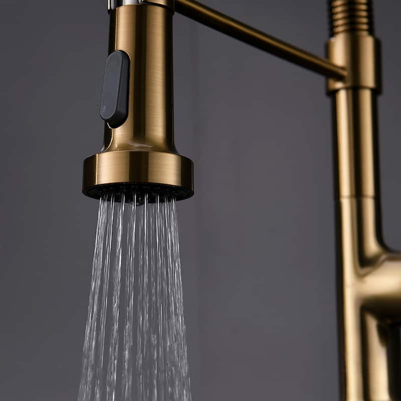 Pull Down Sprayer Kitchen Sink Faucet with LED Light - 8''W x 16.1''H