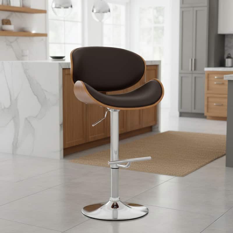 Strick & Bolton Lega Modern Adjustable Swivel Bar Stool - Black