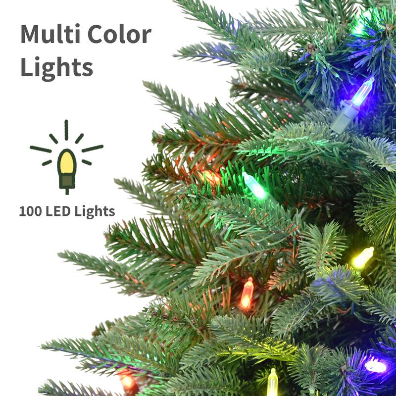 Puleo International 40" Pre-Lit Fraser Fir Potted Tree with 100 Multi-Color LED Lights