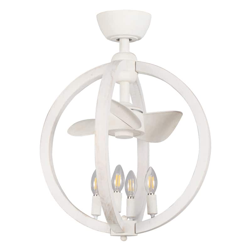 18" White Modern Bladeless LED Fandelier Ceiling Fan with Downrod and Remote