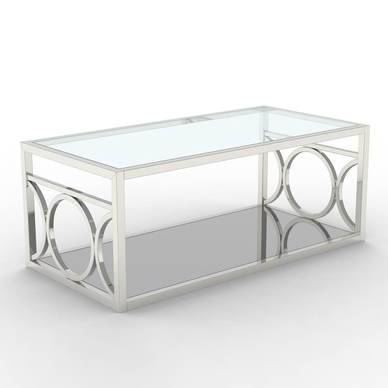 47" L Metal and Tempered Glass Modern Rectangle Coffee Table - 47.25"L X 23.5"W X 18.5"H