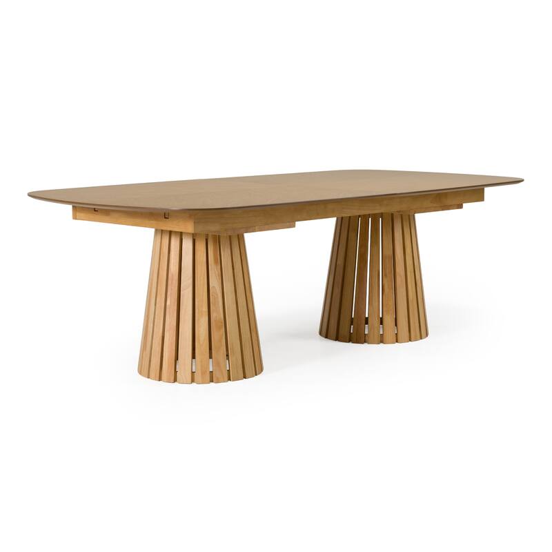 Modrest Truman Mid-Century Modern Natural Oak Extendable Dining Table