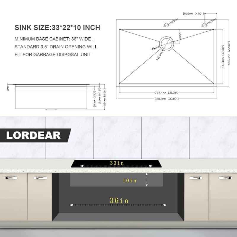 Stainless Steel Drop-In Kitchen Sink with Accessories