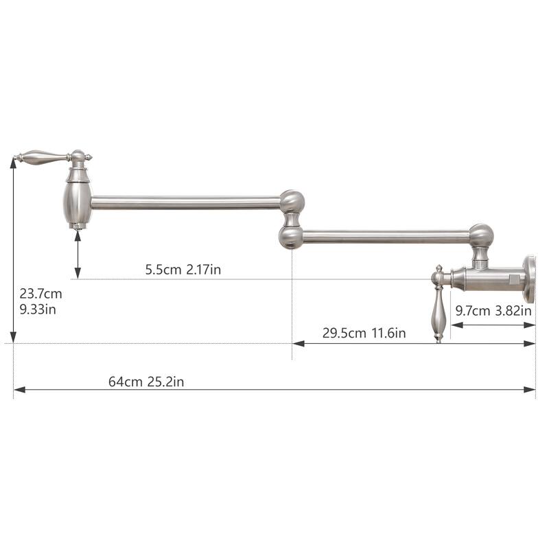 Brushed Nickel Wall Mount Pot Filler Kitchen Faucet