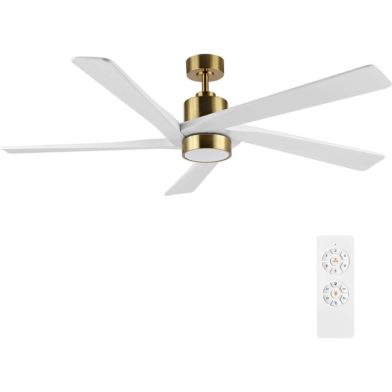 64" Gold White Aero Blade Ceiling Fan with LED Light and Remote - 64"D x 64"W x 21"H
