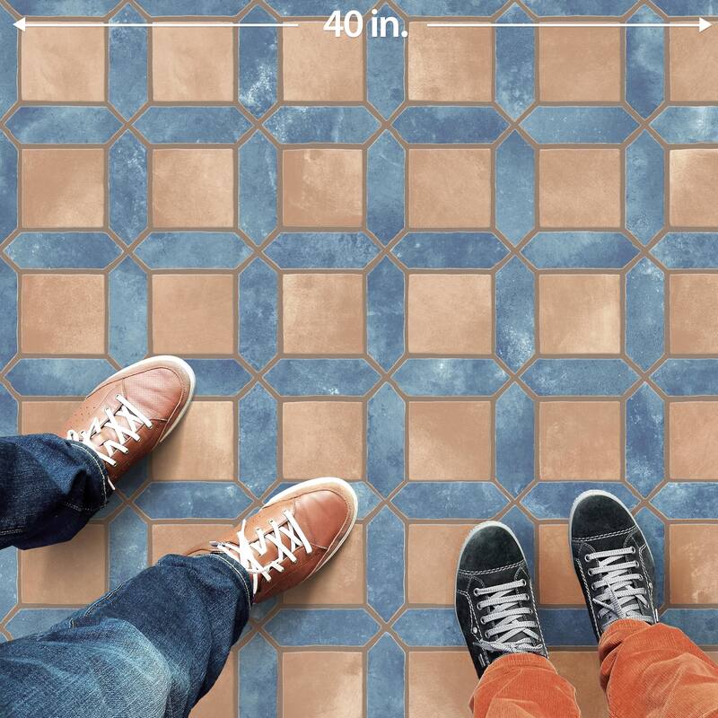 Merola Tile Picket Arendel Blue with Terra Square 14-5/8" x 22-1/2" Porcelain Floor and Wall Tile