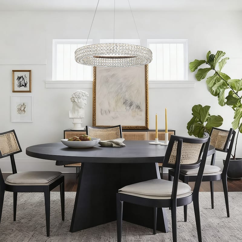 Modern Dimmable LED Crystal Drum Chandelier Glam Ring Lights