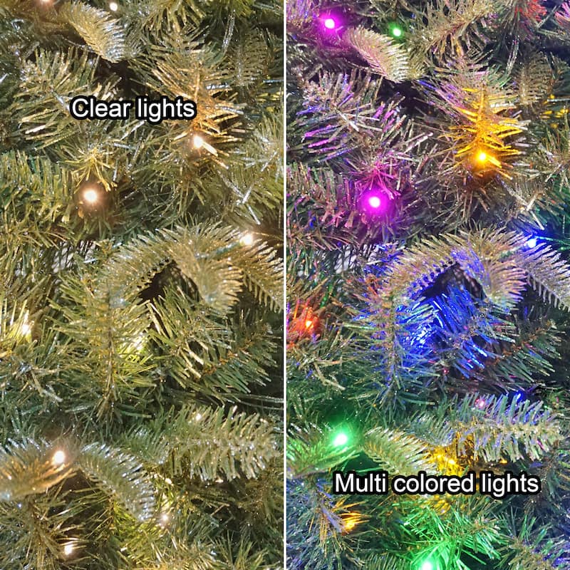 Puleo International 9' Pre-Lit Artificial Yardley Spruce Pencil Tree with 450 Dual-Color LED Lights