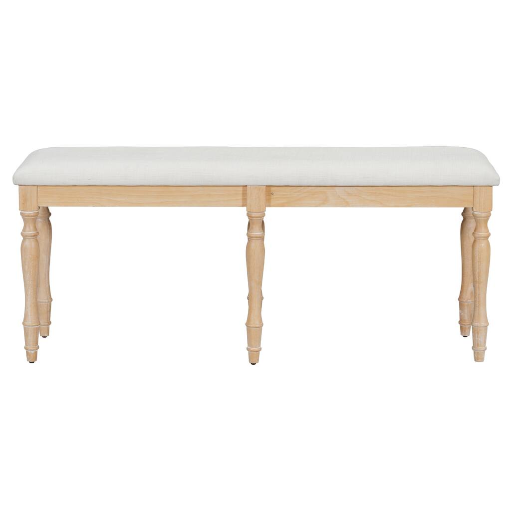 Dining Bench Indoor Bench with Turned Legs, Practical Decorative Stool Makeup Bench Upholstered End of Bed Bench