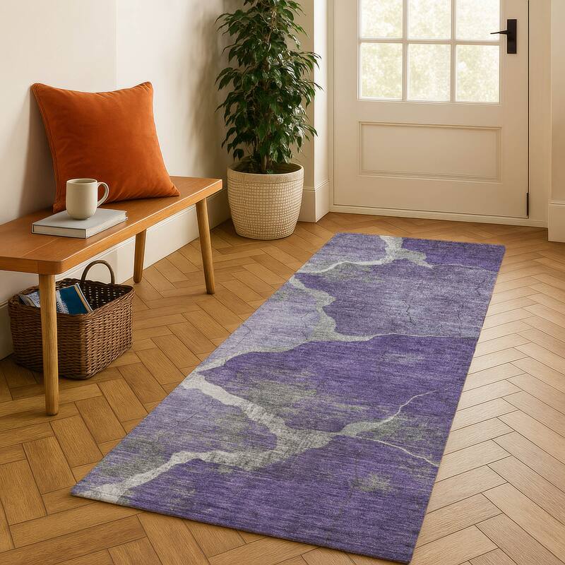 Premium Washable Super Soft Contemporary Envy Mayfield Rug - Purple - 2'3" x 7'6"