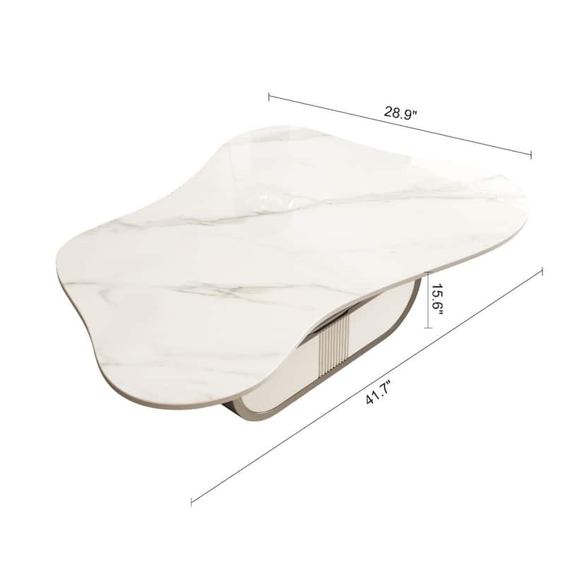 Modern Butterfly Sintered Stone Top Coffee Table with Storage