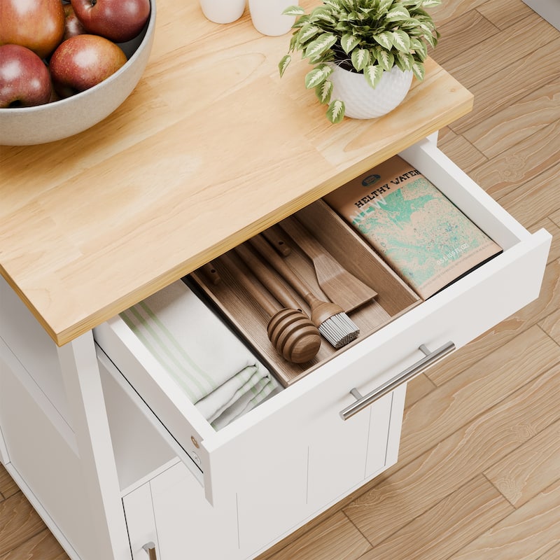 Futzca Kitchen Island Cart with Storage, Rolling Kitchen Island Side Table