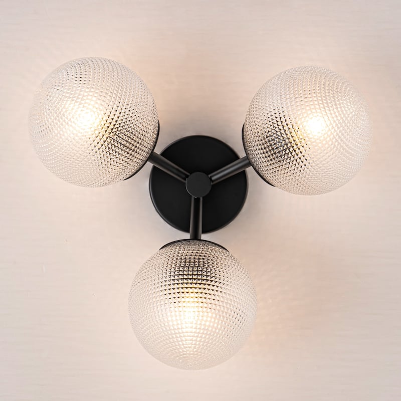 Modern 3-Light Semi Flush Mount With Opal Glass Shade