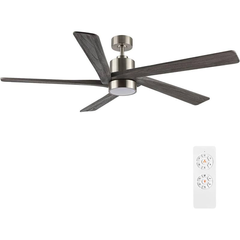 54" Brushed Nickel Aero Blade Ceiling Fan with LED Light and Remote - Brushed Nickel - 54"D x 54"W x 21"H