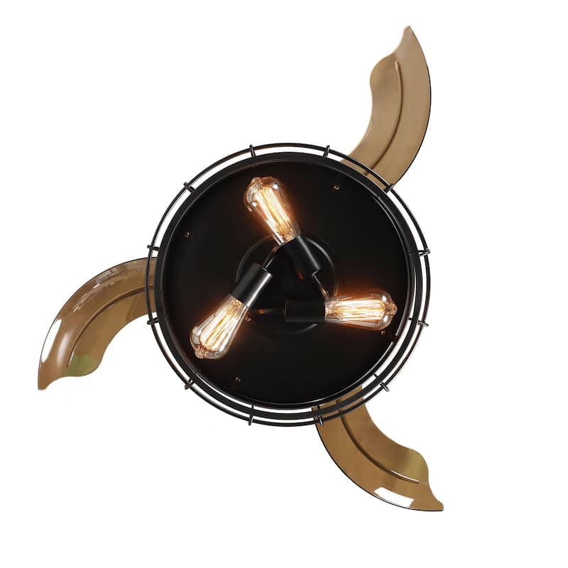 36" Modern Black Retractable Ceiling Fan with Light Kit and Remote - 36 in