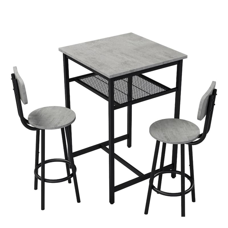 3-Piece Bar table set,equipped with 2 bar stools, with backrest and partition