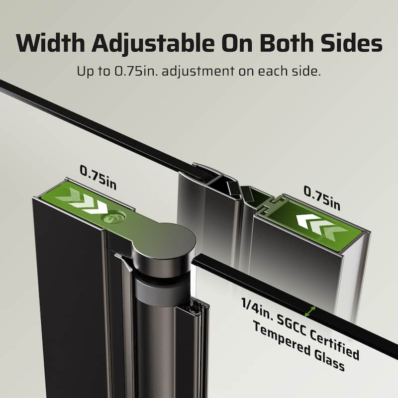 30"/32"/34" W x 72" H Frameless Folding Pivot Shower Door, 6mm Tempered Glass, Matte Black Bifold Bathroom Door