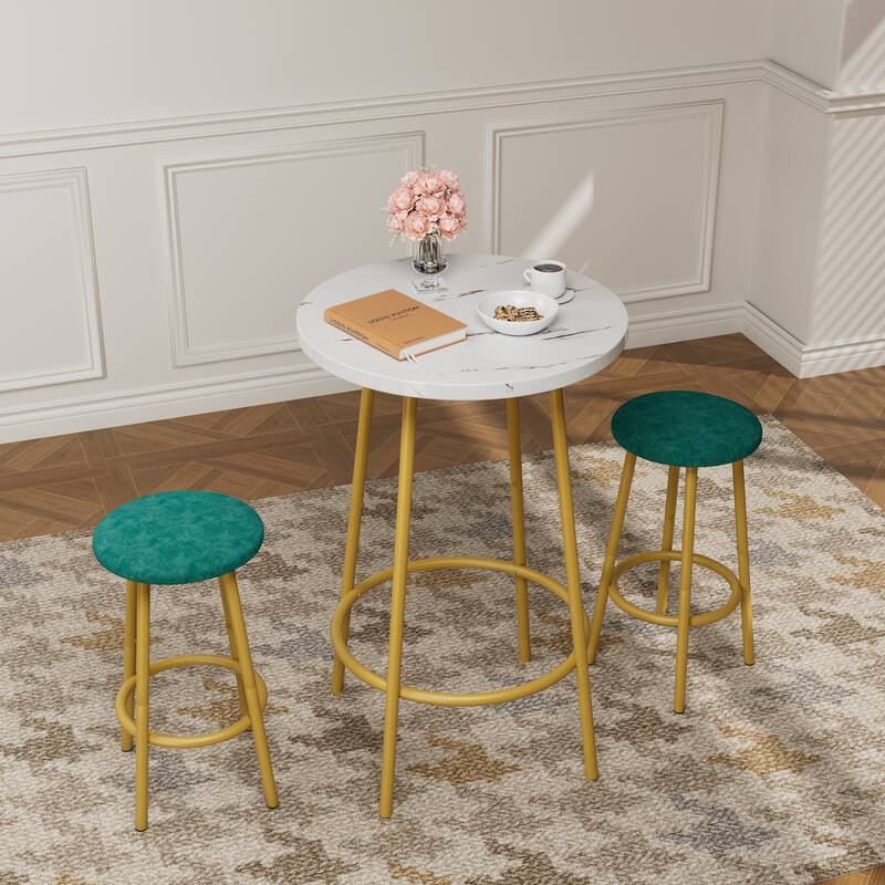 3-Piece Bar Table Set with 2 Bar Stools - Modern Pub Table