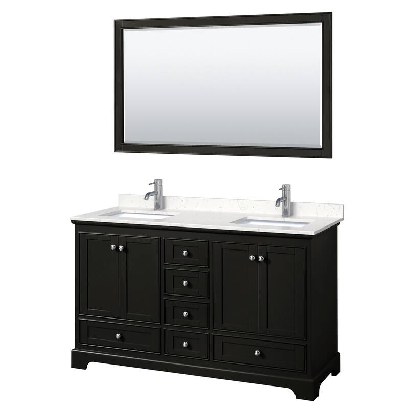 Wyndham Collection Deborah 60" Free Standing Double Basin Vanity Set - Dark Espresso / Carrara Cultured Marble Top /