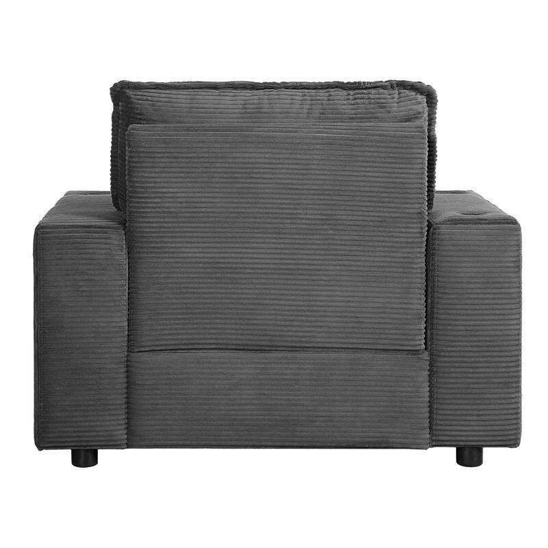 Christopher Knight Home - LuxeComfort Grey Oversized Corduroy Upholstered Chaise Lounge Chair with Storage Ottoman.
