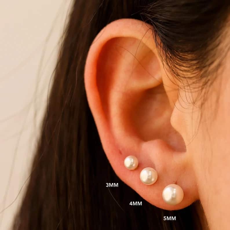 Curata 14k White Gold 3-8mm Freshwater Cultured Pearl Stud Screw Back Earrings