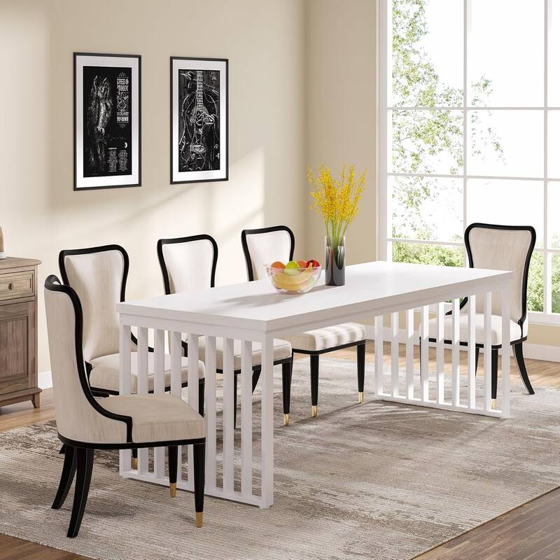 78.74" Industrial Rectangle Dining Table, Wood Kitchen Table for Living & Dining Rooms