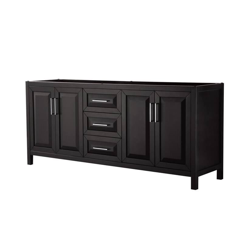 Wyndham Collection Daria 79" Double Free Standing Vanity Cabinet Only - Dark Espresso / Polished Chrome Hardware