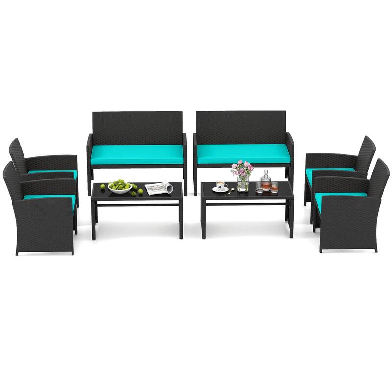 Costway 8 PCS Patio Conversation Set with Seat Cushions & Tempered - See Details