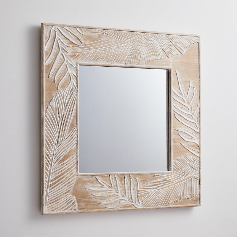 Rustic Wooden Framed Wall Mirror, Natural Wood Accent Mirror - 1.2 in. D x 32 in. L x 1.2 in. W x 32 in. H