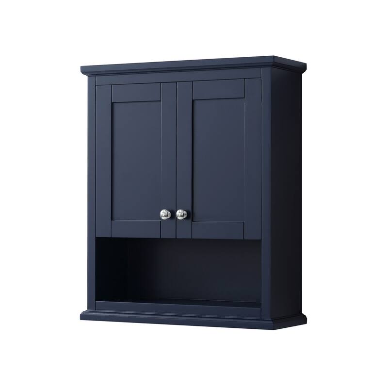 Wyndham Collection Avery 30" Wood Wall Mounted Bathroom Cabinet - Dark Blue / Polished Chrome Hardware