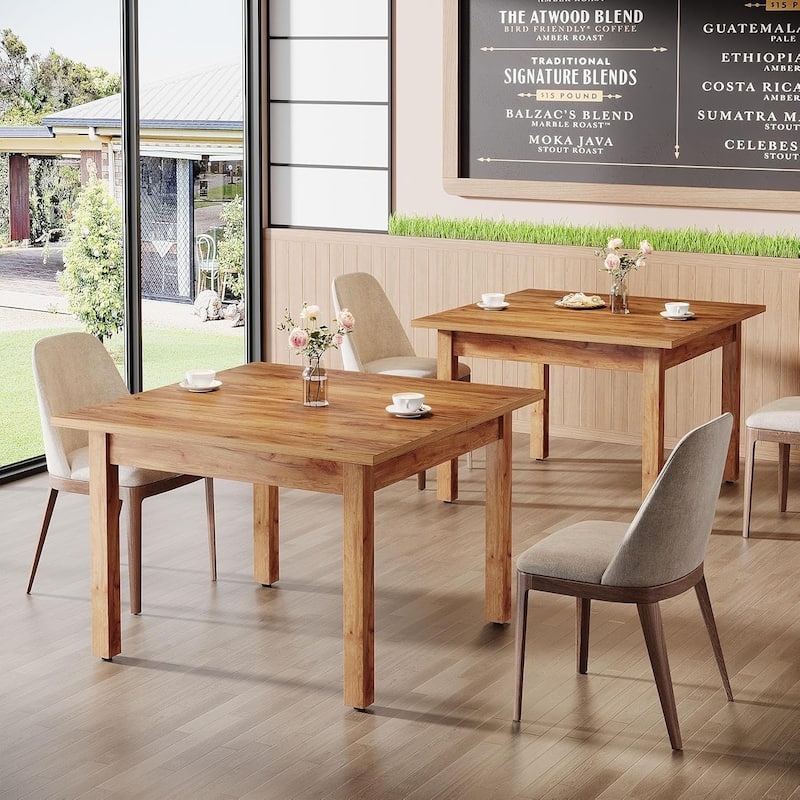 Square Wood Dining Table, Farmhouse Kitchen Table for Living/Dining Room