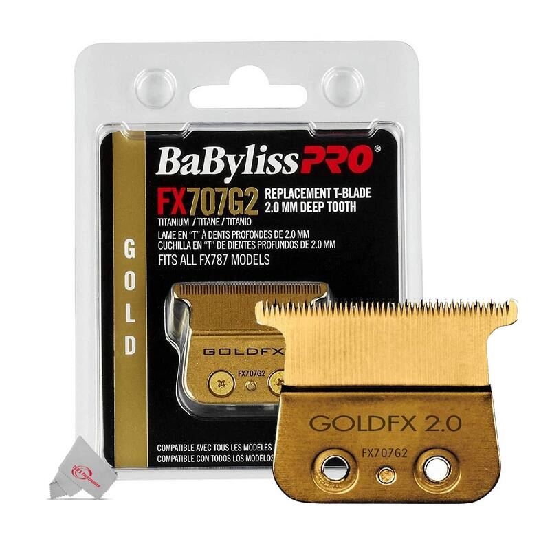 Babyliss Pro Gold FX707G2 Replacement Deep Tooth T-Blade 2.0MM + BaByliss Pro Fade Brush BPFADEB + BaByliss Pro 9" Clipper Comb
