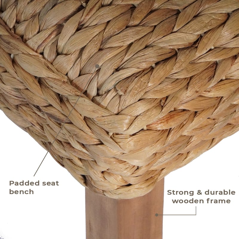 Made4Home Chania Entryway Bench Water Hyacinth & Acacia Solid Wood