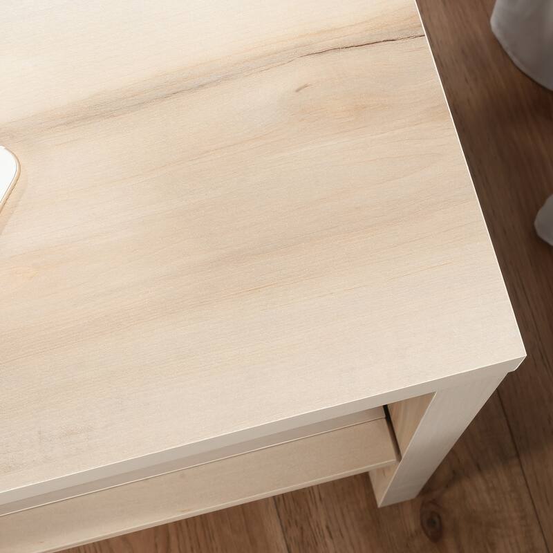 Wood Mid-Century Modern Nightstand with 1 Drawer and Open Shelf, Brown