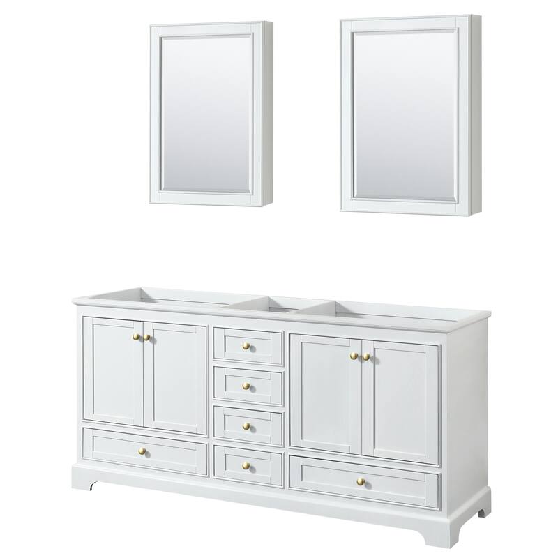 Wyndham Collection Deborah 71" Free Standing Double Wood Vanity - White / Brushed Gold Hardware