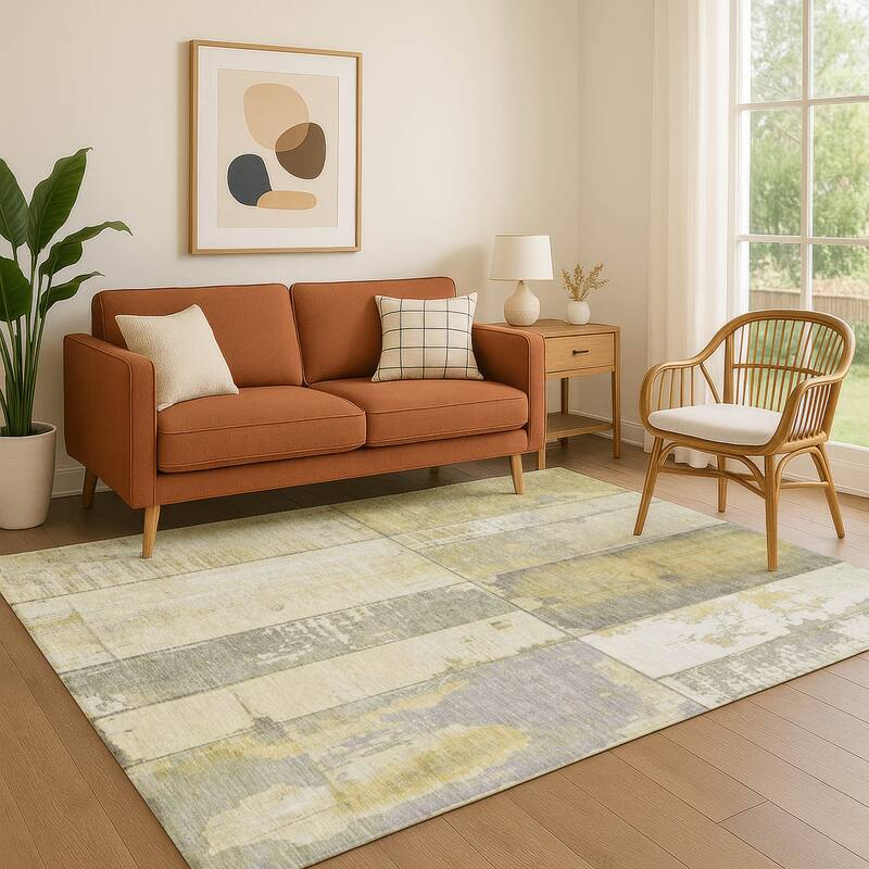 Premium Washable Super Soft Contemporary Styles Mayfield Rug - Gold - 9' x 12'