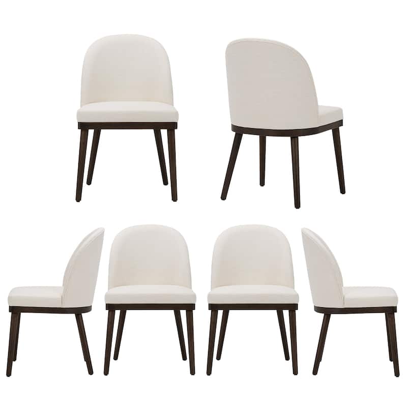 Upholstered Fabric Dining Chairs with Curved Backrest