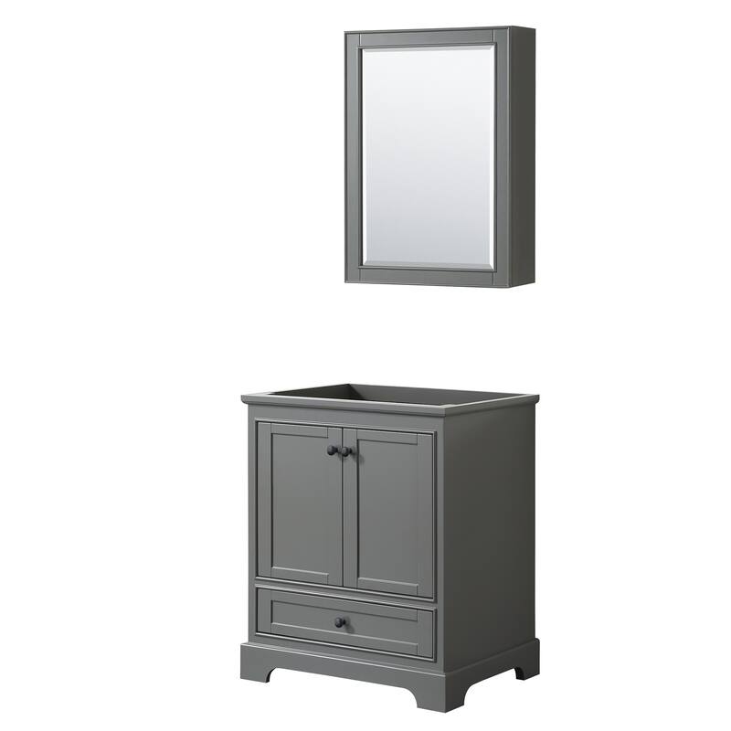 Wyndham Collection Deborah 29-1/4" Free Standing Single Wood Vanity - Dark Gray / Matte Black Hardware