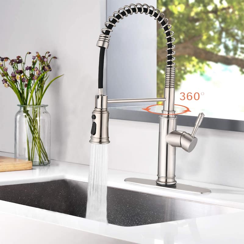 Touch Kitchen Faucet with Pull Down Sprayer, Brushed Nickel - Total Height : 19.25 Inches - Total Height : 19.25 Inches - Brushed Nickel